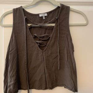 Army Green Lace Up Crop Top XS-Tobi, worn once
